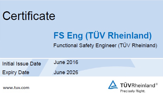Certification TUV FS Engineer